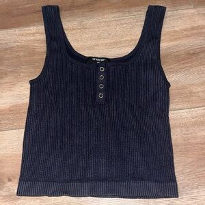 The Workshop burnout vintage style black button tank